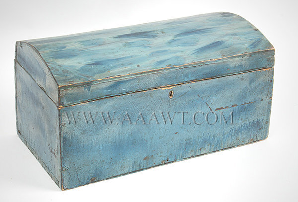 Box, Dome Top Trunk, Small, Original Blue Paint
American, Early 19th Century, entire view